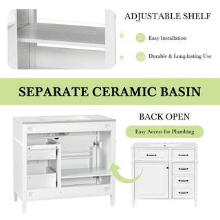 Modern Bathroom Vanity With Sink Top, Flip Drawer Design