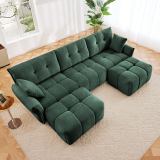 Sofa Set With Ottoman And Pillows, Textured, High Resilience Cushions