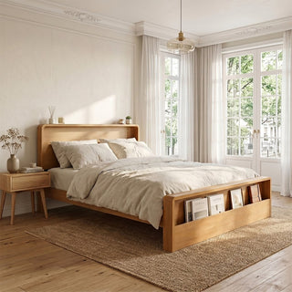 Bed Frame With Dual Open Storage Headboard And Footboard