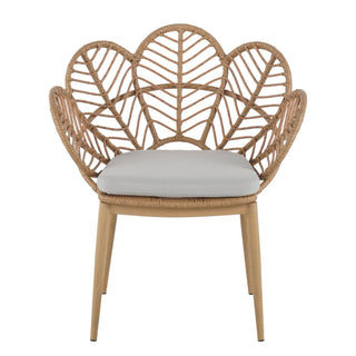 Kirk - Outdoor Patio 7 Pieces Chat Set With Wicker Chairs Cushions & Table - Beige / Light Brown / Teak