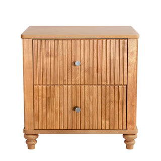 Modern Fluted Nightstand With 3 Drawers
