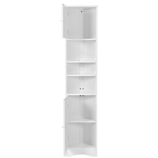 Multi Functional Corner Cabinet With Adjustable Shelves And 2 Doors