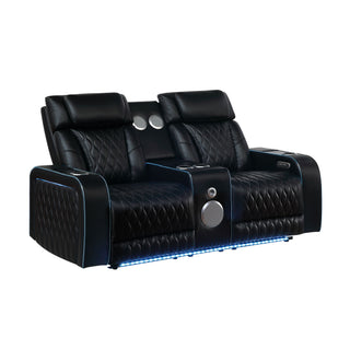 Electra - Power Reclining Loveseat With Power Headrests, Console, Speakers, Massage, LED Lighting And USB Control
