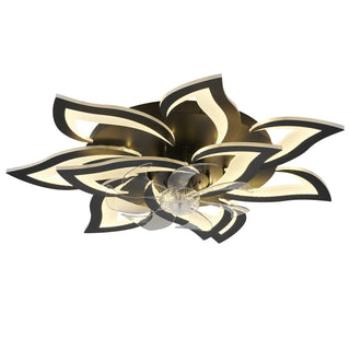 32" Flower Ceiling Fan With LED Dimmable Light, Low Profile Flush Mount Fan With Remote Control, 6 Speeds