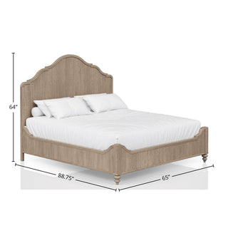 Panel Bedroom Set With 3 Drawer Nightstand, Casual Dresser, Cane Mirror, 3 Drawer Cane Front Chest And Bench