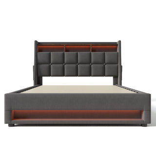 Upholstered Platform Bed With A Hydraulic Storage System, LED And USB Charging (Without Mattress)