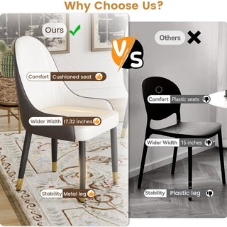 Modern Sponge-Filled Dining Chair, Solid Wood Metal Legs, Suitable For Restaurants, Living Rooms And Rooms (Set of 2)