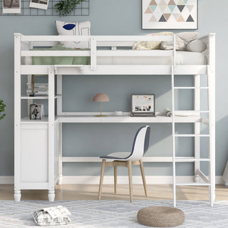 Loft Bed With Drawers With Desk And Shelves