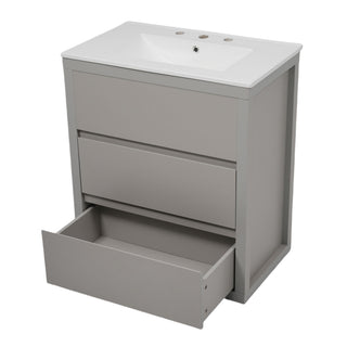 Double Sinks Bathroom Vanity Set With 2 Ceramic Basins