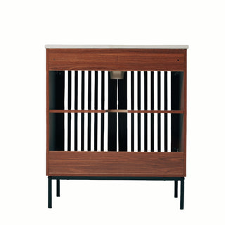 30" Vintage Bathroom Vanity With Ceramic Sink, Modern Bathroom Vanity Cabinet With 2 Soft Close Doors, Equpiied With 4 Sturdy Iron Legs - Antique Dark Brown
