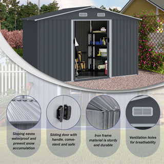Outdoor Storage Shed Large Metal Tool Sheds, Heavy Duty Storage House With Sliding Doors