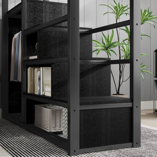 Loft Bed With Storage Shelves, Wardrobe