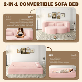 Modern Floor Sofa With 2 Pillows, Convertible Twin Size Folding Mattress For Living Room
