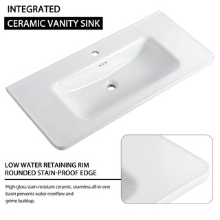 Soft Close Door Freestanding Bathroom Vanity With Sink, 1 Small Storage Cabinet