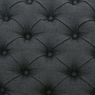 Contemporary Storage Ottoman With Tufted Top - Dark Gray