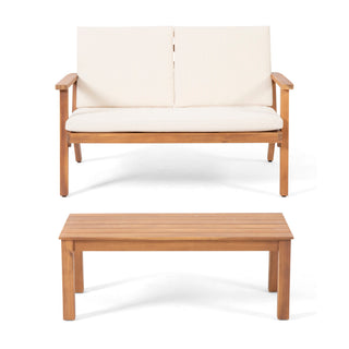 Serenit - 2 Piece Patio Set With Cushions, Loveseat And Coffee Table - Beige / Brown