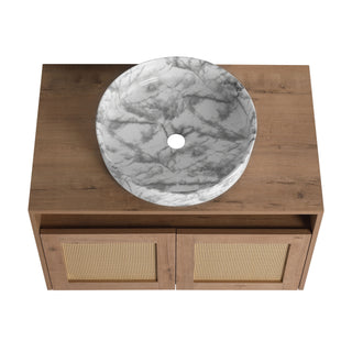 Bathroom Vanity With Art Sink, 2 Soft Close Doors, Float Mounting Design