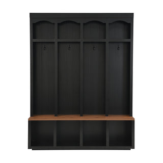 Entryway Hall Tree With Bench, 4 Hooks & Open Storage Space