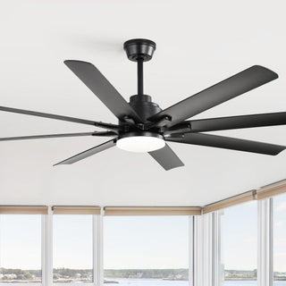 52" Smart Ceiling Fan With 8 Blades, Voice Remote Control, 6 Wind Speeds, LED Light - Black