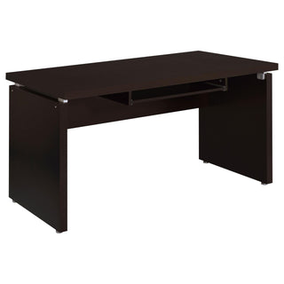 Floating - Top Computer Desk With Pullout Keyboard Shelf - Brown