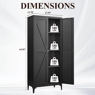 Adjustable 2 Door Kitchen Pantry Cabinet With Striped Design