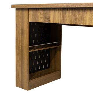Modern Fluted Office Desk With Storage Cabinet