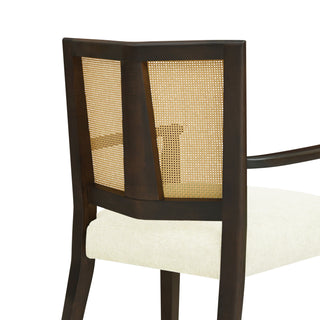 Mid Century Modern Arm Dining Chair Set With Rattan Backrest