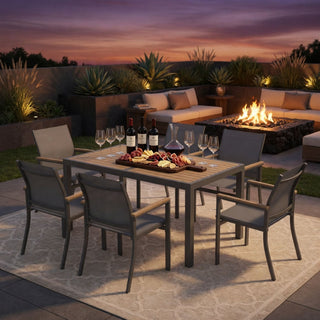 Outdoor Patio Chairs, Ergonomic (Set of 6) - Gray