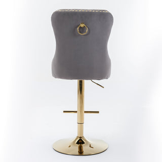 Thick Swivel Barstools Adjusatble Seat Height From 25-33", Modern Upholstered Bar Stools With Backs Comfortable Tufted For Home Pub And Kitchen Island (Set of 2)