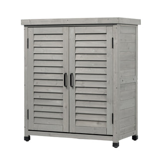 Potting Bench With Storage Cabinet And Metal Table Top For Outdoor