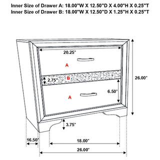 Transitional 2 Drawer Nightstand With Hidden Jewelry Tray