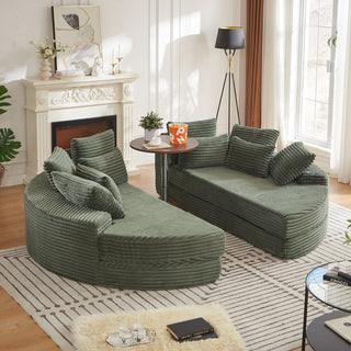 Round Oversized Sofa Bed With 5 Throw Pillows
