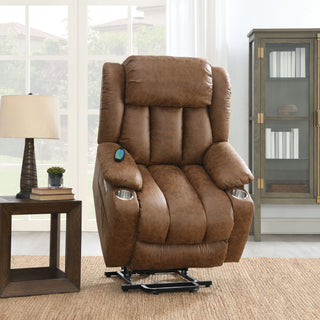 Aire Power Motion Recliner With Lift Heating Massage Function - Brown