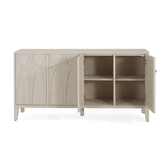 Wood Sideboard With Adjustable Shelves And Storage Cabinet - White Washed