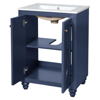 Bathroom Vanity With Ornate Elliptical Motif, Soft Close Hinges