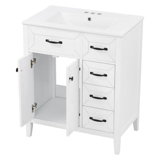 Bathroom Vanity With Sink, Freestanding Design, Soft Close Doors & Drawers - White