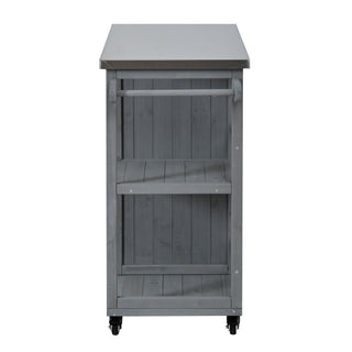 Outdoor Kitchen Island Prep Station With Lockable Wheels, Ample Storage, Towel & Spice Racks