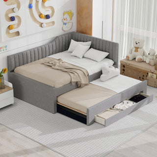 Upholstered Daybed With Trundle And 3 Drawers