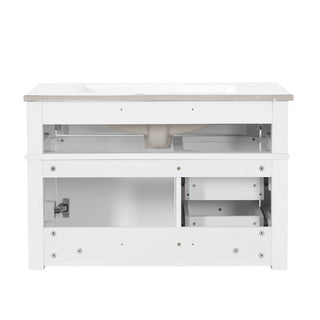Wall Mounted Bathroom Vanity With 2 Drawers, 1 Tip Out Drawer, 3 Holes Sink