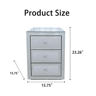 3 Drawer Nightstand - Silver