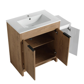 Freestanding Bathroom Vanity With Sink And Storage Cabinets, Soft Closing Doors