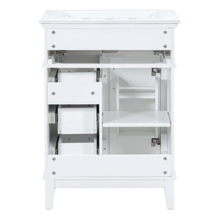 Modern Bathroom Vanity With Sink, Flip Drawer & 3 Drawers, Soft Close Hinges, Adjustable Shelf