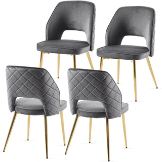 Dining Chairs With Metal Legs And Hollow Back Upholstered Dining Chairs