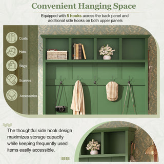 Hall Tree With Storage Bench Mudroom Coat Rack With 6 Hooks