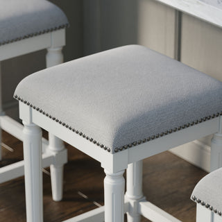 Square Stool With Upholstered Seat