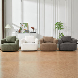 360° Swivel Barrel Sofa Chair With Throw Pillow, Upholstered Accent Chair