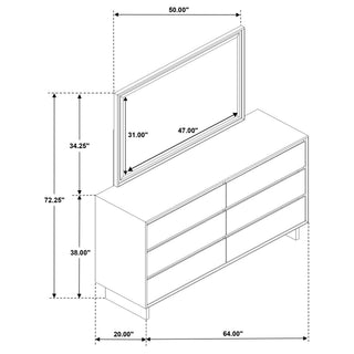 Hemlock - 6 Drawer Dresser With Mirror - Brown