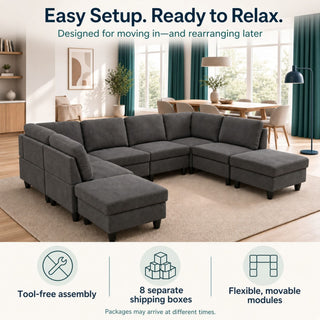 8 Piece Modular U - Shape Sectional Sofa