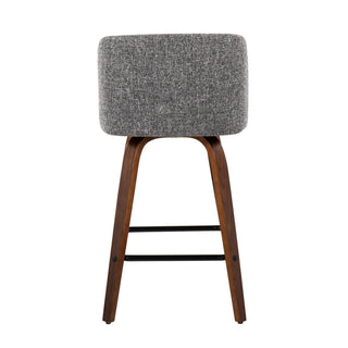 Toriano - Mid Century Modern Fixed Height Counter Stool & Square Footrest (Set of 2)