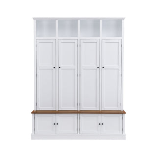 Hall Tree With Bench And Cabinet, 4 In 1 Entryway Bench With Coat Rack